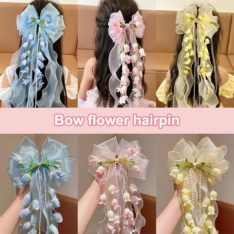 Ribbon Bow Gift - New【Sweet Girls Mesh Bow Ribbon Flower