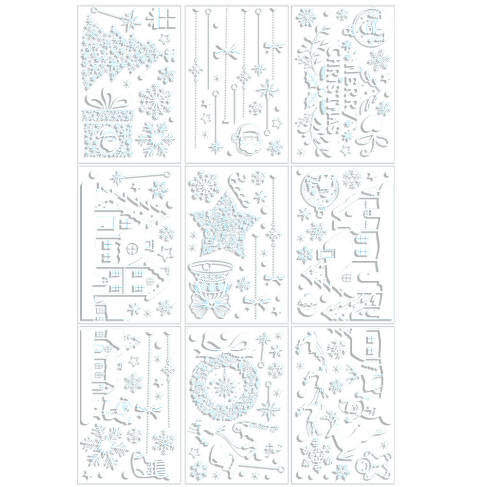Snowflake Window Decal - Large Christmas Window Decals 9 Sheets