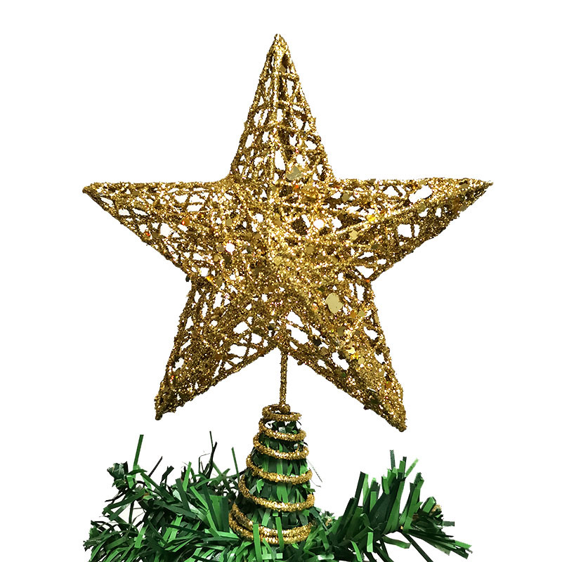 1pcs 15*20cm Gold Glitter Chri - Star Tree Topper ulasan dan harga
