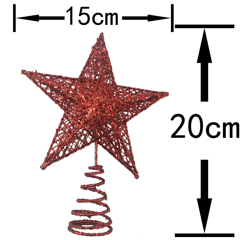 1pcs 15*20cm Gold Glitter Chri - Star Tree Topper ulasan dan harga