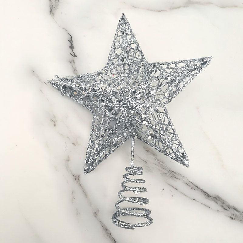 1pcs 15*20cm Gold Glitter Chri - Star Tree Topper ulasan dan harga