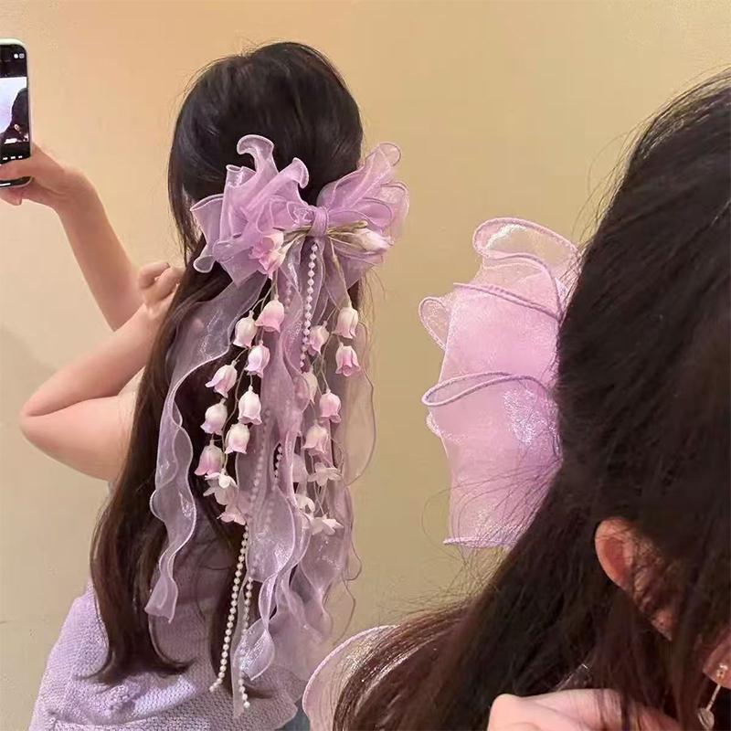 New【Sweet Girls Mesh Bow Ribbo - Ribbon Bow Gift ulasan dan harga