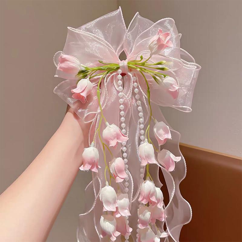 New【Sweet Girls Mesh Bow Ribbo - Ribbon Bow Gift ulasan dan harga