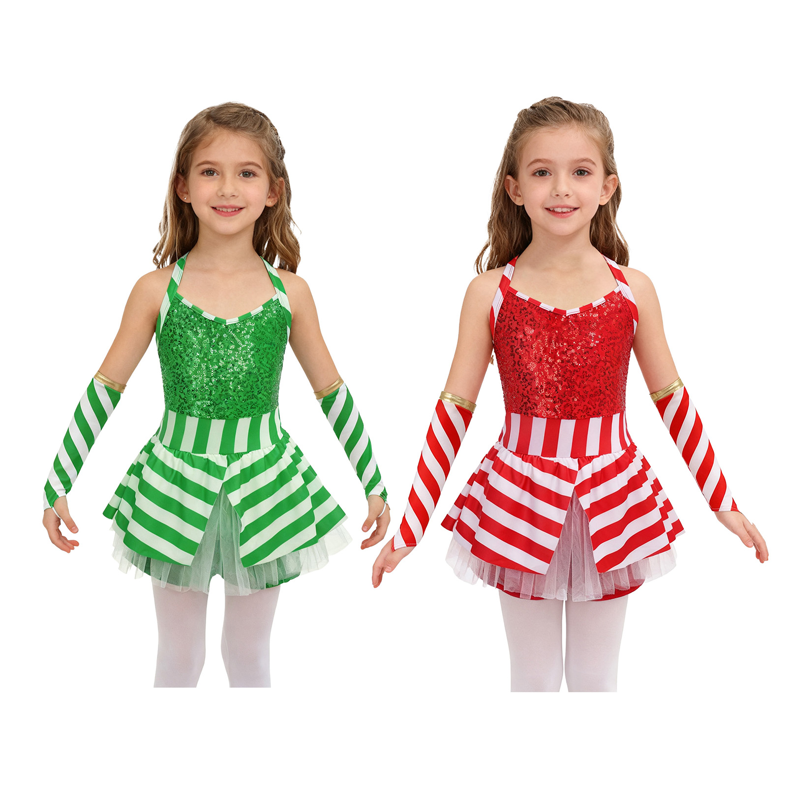 Girls Christmas Candy Cane Dan - Elf Costume Christmas ulasan dan harga