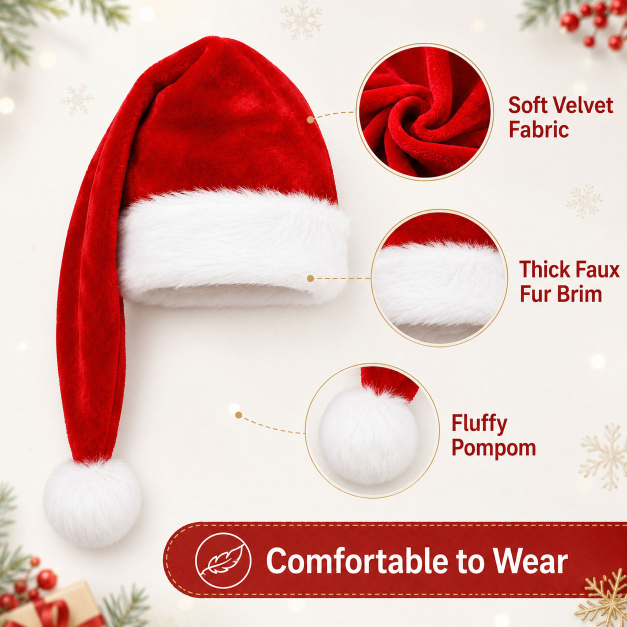 Fluffy Red Santa Hats Set with - Santa Hat Plush ulasan dan harga